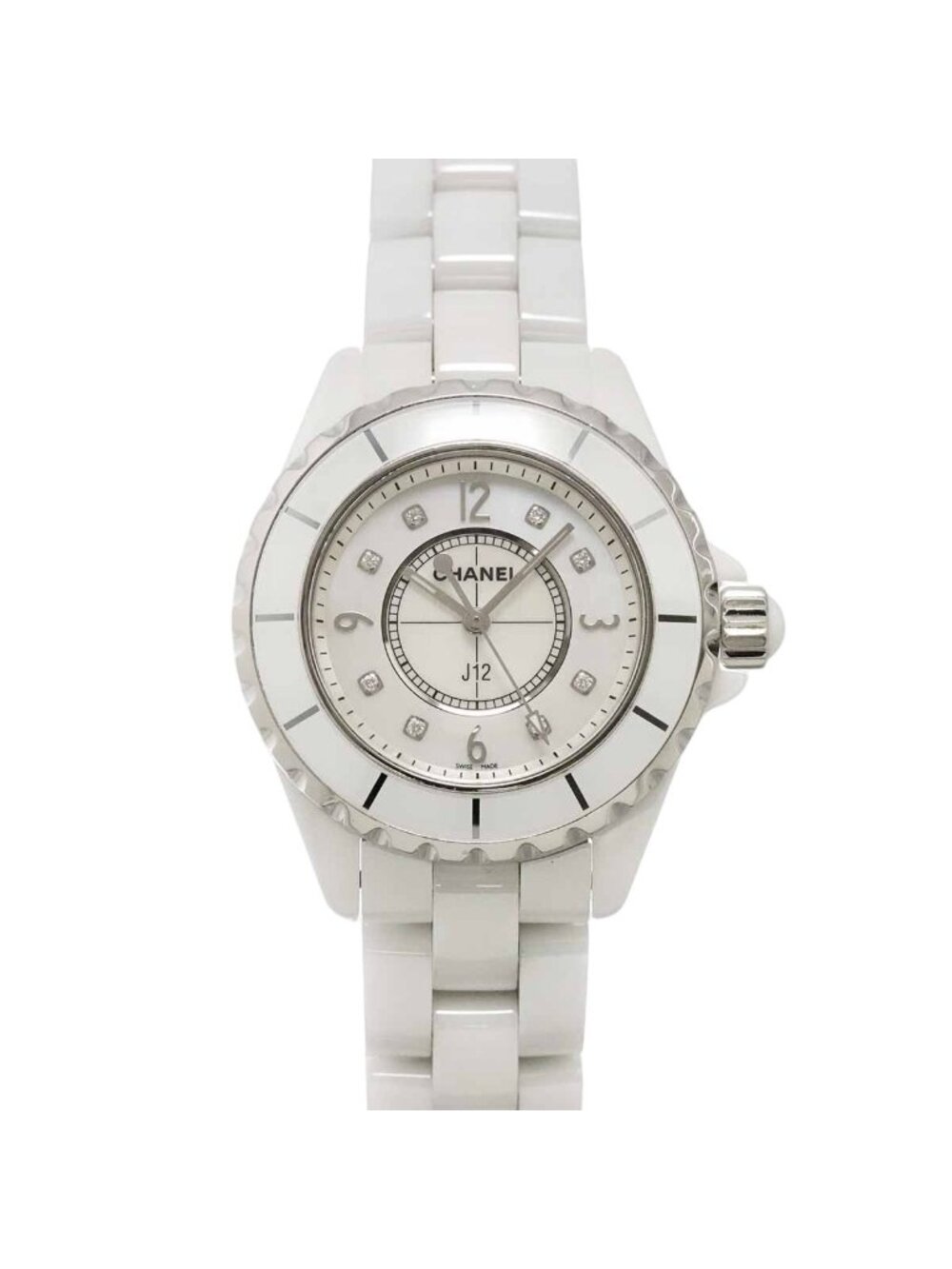 Chanel 33 Watch Diamond White Shell Ceramic Quartz